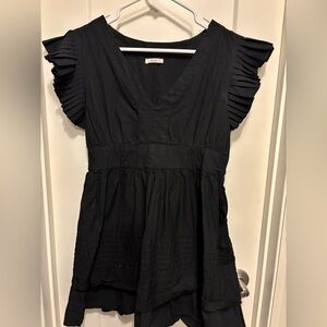 Women's Black Ruffled Sleeve Top